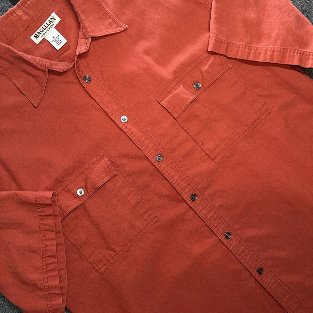 XL Magellan Orange Denim Short Sleeve Button Up Shirt